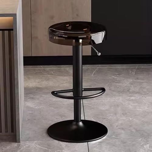 Verstellbarer Barhocker mit transparentem Sitz, 61–81,3 cm Höhe, bequeme Fußstütze, ideal für Küche und Theke von Generisch