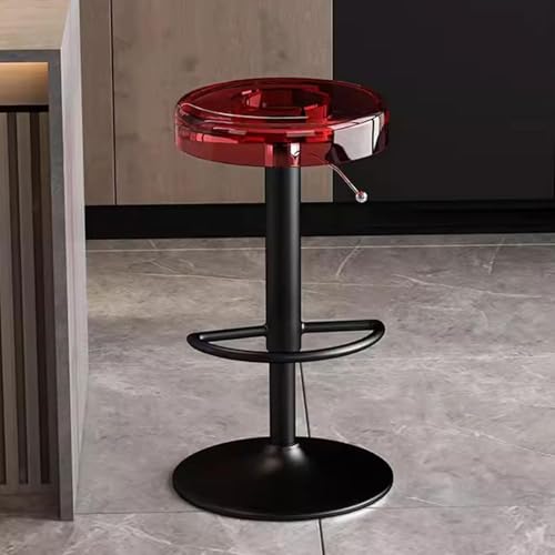Verstellbarer Barhocker mit transparentem Sitz, 61–81,3 cm Höhe, bequeme Fußstütze, ideal für Küche und Theke von Generisch