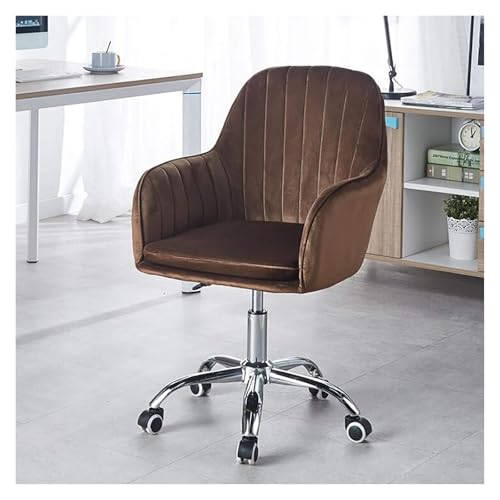 Verstellbarer Bürostuhl aus Samt, stilvoller Schreibtischstuhl für Wohnzimmer und Schlafzimmer, Drehstuhl in Braun, ergonomisches Design für Komfort und Unterstützung von Generisch
