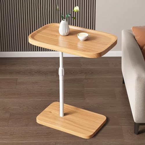 Verstellbarer C-förmiger Beistelltisch, moderner Beistelltisch für Couch und Bett, Schieben unter dem TV-Tablett, vielseitiges Wohn- und Schlafzimmermöbel (Holzfarben-Rillendesign) von Generisch