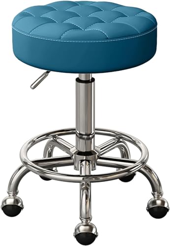 Verstellbarer Drehsattelhocker für Salon, Spa, Tattoo, Medizinischer Gebrauch - Runder Rollhocker Barhocker mit Fußpedal, Höhenverstellbar 45-58 cm von Generisch