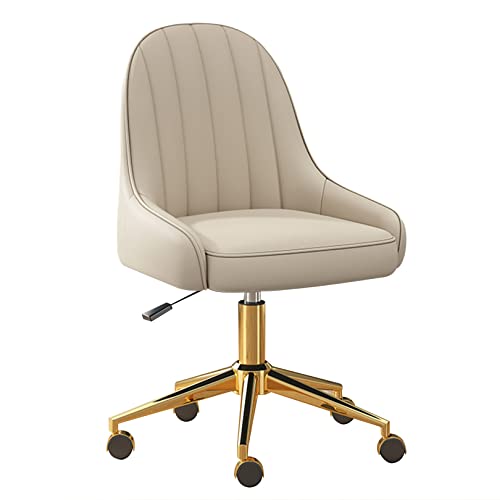 Verstellbarer Drehstuhl aus PU-Leder, stilvoller Computer- und Schminkstuhl für Schlafzimmer/Arbeitszimmer, perfekt für Mädchen (Beige) – ergonomisches und schickes Design von Generisch