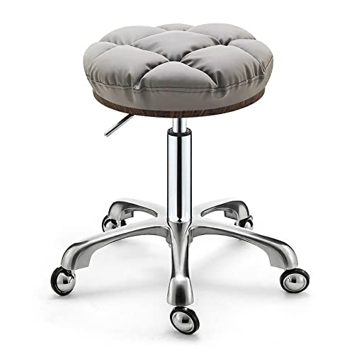 Verstellbarer Drehstuhl – gepolsterter Computer-Schreibtischstuhl mit Stahlbeinen, moderner Schminkstuhl für Büro und Schlafzimmer, Grau, ergonomisches Design von Generisch