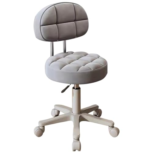 Verstellbarer Drehstuhl mit Rollen, runder Friseurstuhl, graue Rückenlehne, Schminkhocker für Mädchenzimmer und Wohnzimmer, einfacher Schreibtischstuhl für Nagelstudios von Generisch