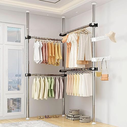 Verstellbarer Kleiderständer, freistehend, ausziehbar, Teleskopstange, für Zuhause und Einzelhandel, silberfarben von Generisch