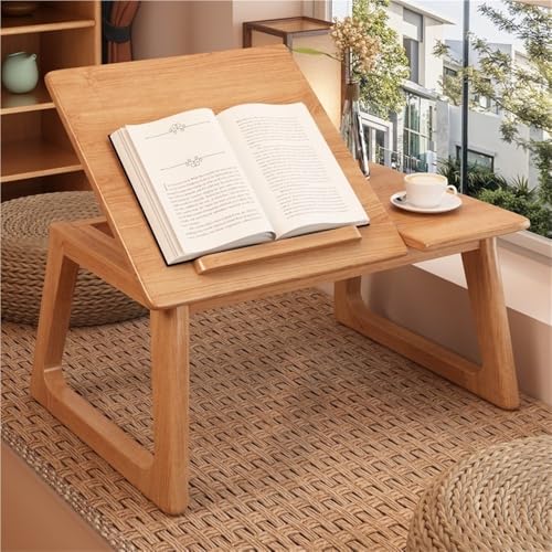 Verstellbarer Laptop-Ständer mit neigbarer Oberseite, tragbarer Betttablett für Arbeit, Essen, Lesen – ergonomisches Design, vielseitiger niedriger Tisch (braun) von Generisch