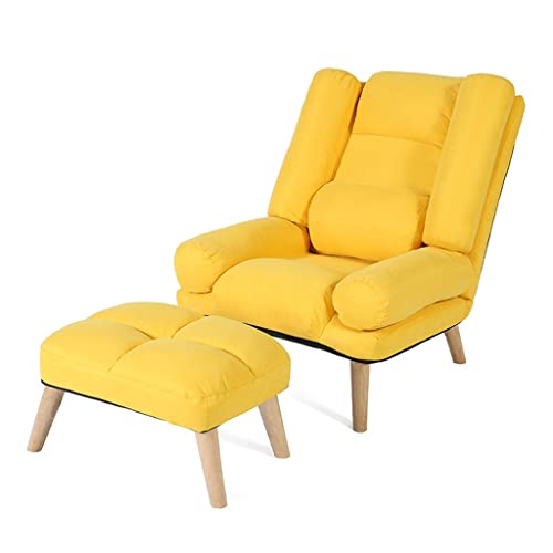 Verstellbarer Liegestuhl mit Fußstütze, ergonomischer Akzentsessel für Wohnzimmer, Büro und Schlafzimmer, Lazy Susan Design für ältere Menschen, stilvoll, Gelb von Generisch