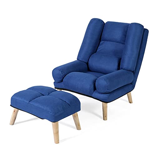 Verstellbarer Liegestuhl mit Fußstütze für Wohnzimmer, ergonomischer Sessel für ältere Menschen im Schlafsaal oder Büro, Akzentstuhl mit Funktion/Blau von Generisch