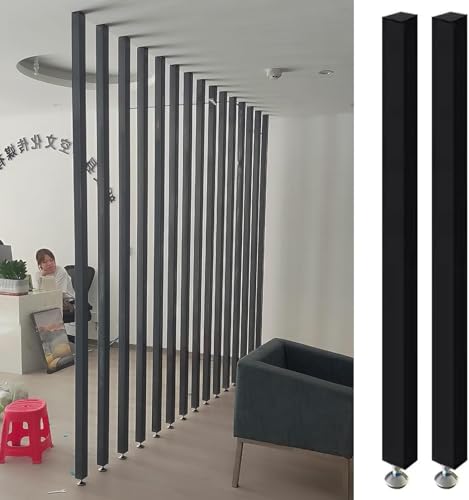 Verstellbarer Raumteiler aus Holz – 2 Stück, 70–240 cm Höhe, hängende Trennwand für Wohnzimmer, Flur, Eingang und Restaurant, Lamellen-Design mit Stützfüßen (195 cm) von Generisch