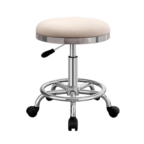 Verstellbarer Rollhocker für Garage und Salon, 360° drehbar mit Rollen, Höhe 45-56 cm, ideal für Haarstylisten und Ästhetiker von Generisch