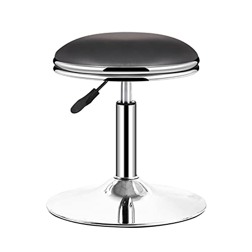 Verstellbarer Rollhocker mit 5 Rädern – runder Lederstuhl mit Rückenlehne und hydraulischem Drehstuhl für Spa, Salon, Arztpraxis, Tattoo und Massage zu Hause – 3 Basisoptionen (Schwarze rund von Generisch