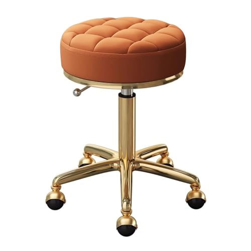 Verstellbarer Rollhocker mit Kunstledersitz und Edelstahlrahmen – runder Spa-Stuhl für Zuhause, Büro und Salon von Generisch