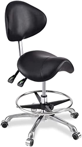 Verstellbarer Sattelhocker Rollstuhl mit Rückenstütze - Ergonomischer Drehsitzstuhl auf Rollen mit Fußstütze für Zahnspa, Salon und Massage Verstellbarer Sattelhocker Rollstuhl mit Rückenstütze - Ergonomischer Drehsitzstuhl auf Rollen mit Fußstütze für Zahnspa, Salon und Massage von Generisch