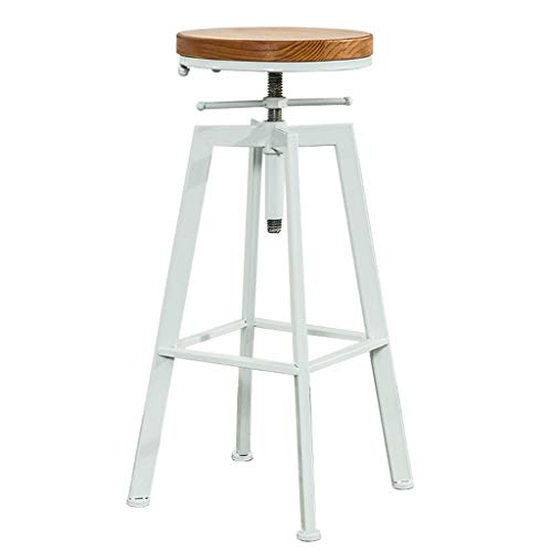 Verstellbarer Vintage-Industrie-Barhocker, rustikaler Drehsitz mit rundem Holz- und Metall-Design, ideal für den privaten und gewerblichen Gebrauch, ergonomischer Hocker mit Thekenhöhe von Generisch