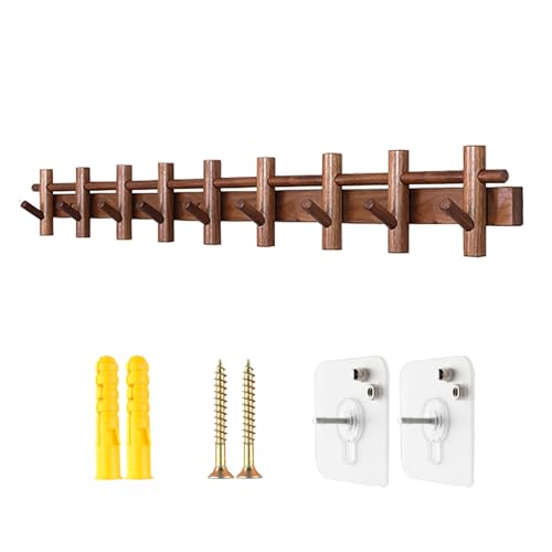 Verstellbarer Wandhaken, kreativer Schlüsselhalter aus Holz, ohne Bohren, Wandaufhänger für Eingangsbereich, Flur, Wohnzimmer, Büro, Küche, 9 Haken, Walnussholzfarbe Verstellbarer Wandhaken, kreativer Schlüsselhalter aus Holz, ohne Bohren, Wandaufhänger für Eingangsbereich, Flur, Wohnzimmer, Büro, Küche, 9 Haken, Walnussholzfarbe von Generisch