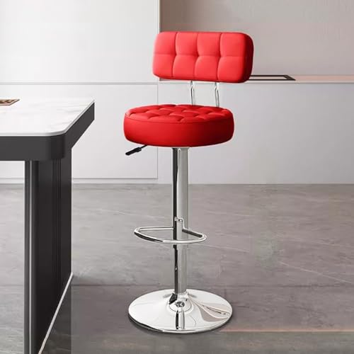 Verstellbarer drehbarer Barhocker – Thekenhöhe Stuhl mit Rückenlehne und Fußstütze für Kücheninsel, runder Sockel von Generisch