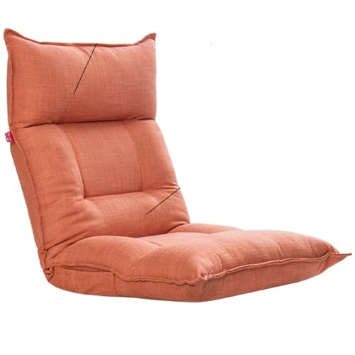 Verstellbarer faltbarer Sofasessel mit atmungsaktivem Netzgewebe, leicht und tragbar, ideal für Schlafsaal, Schlafzimmer oder Balkon, unterstützt bis zu 120 kg, bequemes Einzelsitz-Sofa (Orange) von Generisch