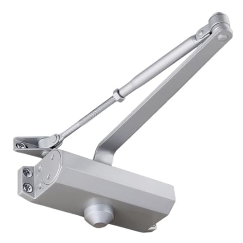 Verstellbarer hydraulischer Türschließer – Automatisches Geschwindigkeits-stummes Schließen für 25–80 kg Türen, 2 Feder-Design, leiser Türstopper, Hardware-Positionierung, Silber-Finish von Generisch