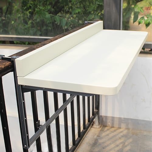 Verstellbarer klappbarer Balkontisch für Geländer - Kompakter Outdoor Schreibtisch Platzsparend Höhenverstellbar - Ideal für kleine Balkone oder Terrassen von Generisch