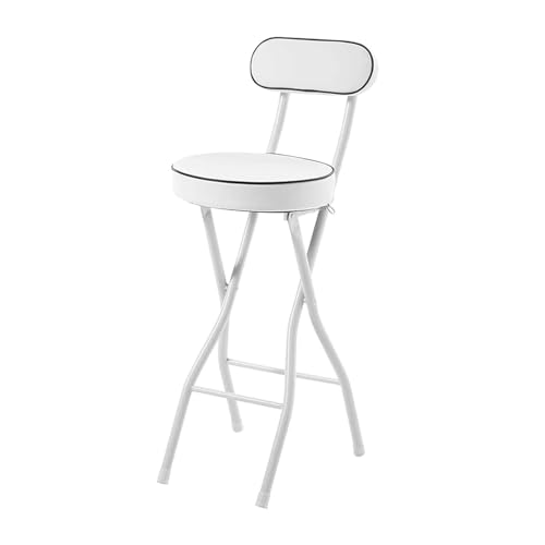 Verstellbarer klappbarer Barhocker 70 cm – gepolsterter Hochstuhl mit Stahlrahmen & bequemer Rückenlehne für Küche & Schlafzimmer – modernes weißes Design perfekt für Essen & Unterhaltung von Generisch