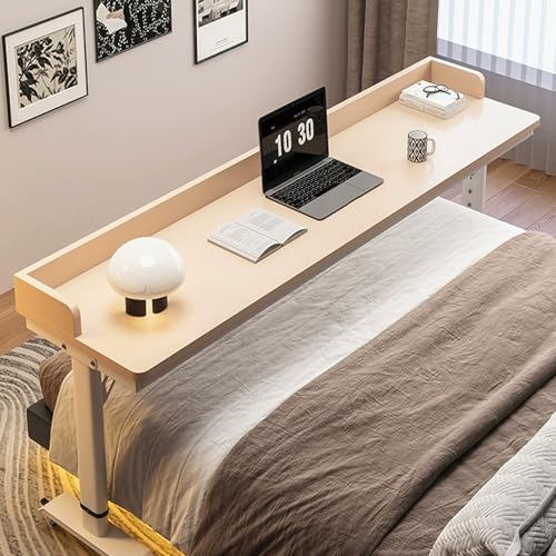 Verstellbarer rollbarer Nachttisch, Laptop-Schreibtisch mit Rollen, Betttablett zum Essen, Leseständer für Zuhause und Büro, multifunktionaler Nachttisch, platzsparendes Design. von Generisch