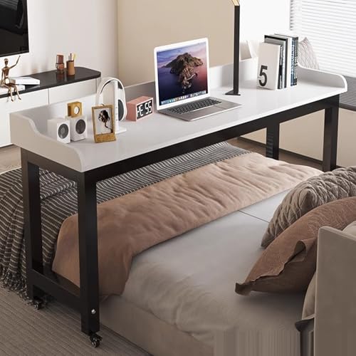 Verstellbarer rollbarer Nachttisch, Laptop-Schreibtisch mit Rollen, Frühstückstisch für Bett, Betttablett zum Essen und Arbeiten, vielseitige Heimbüro-Möbel (D, 220 x 40 cm/8) von Generisch