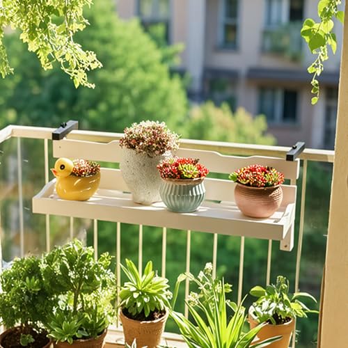 Verstellbarer weißer Balkontisch aus Holz, Hängeregal für Pflanzgefäße, faltbarer Pflanzenständer für Geländer, 61 cm Bartisch für Terrasse und Garten Verstellbarer weißer Balkontisch aus Holz, Hängeregal für Pflanzgefäße, faltbarer Pflanzenständer für Geländer, 61 cm Bartisch für Terrasse und Garten von Generisch