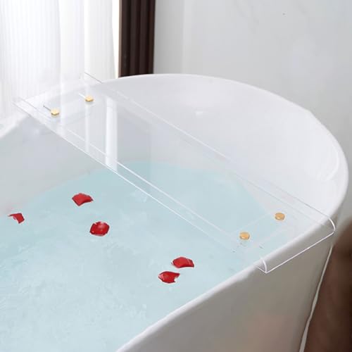 Verstellbares Badewannentablett aus Bambus – Rutschfestes wasserdichtes Badewannenregal für Kerzen, Weinglas, Buch & Telefon – perfektes Badezimmer-Zubehör für Entspannung von Generisch
