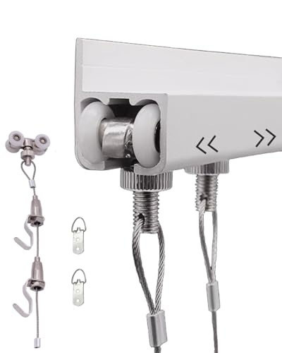 Verstellbares Drahthaken-Set zum Aufhängen von Kunstfotos und Postern, 3,0 m langes Kabel und 178 cm Schienen-Display-System mit Endkappe, perfekt für individuelle Leinwandrahmen Verstellbares Drahthaken-Set zum Aufhängen von Kunstfotos und Postern, 3,0 m langes Kabel und 178 cm Schienen-Display-System mit Endkappe, perfekt für individuelle Leinwandrahmen von Generisch