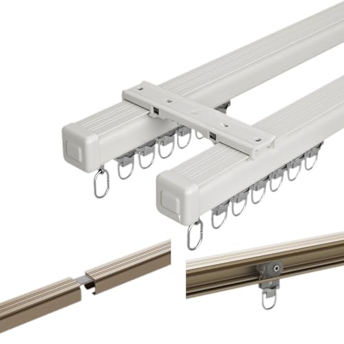 Verstellbares Duschvorhangstangen-System für Wohnmobil und Raumteiler, einfache Installation, Decken- oder Wandhalterung, sanftes Gleiten zum Aufhängen und Verschieben von Vorhängen Verstellbares Duschvorhangstangen-System für Wohnmobil und Raumteiler, einfache Installation, Decken- oder Wandhalterung, sanftes Gleiten zum Aufhängen und Verschieben von Vorhängen von Generisch