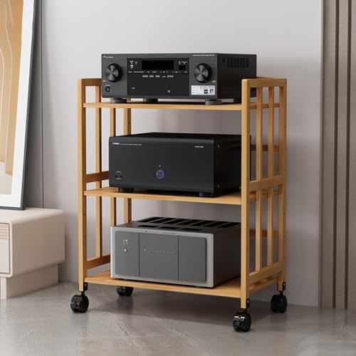 Verstellbares HiFi Rack AV Media Stand Audio Visuell Stereo Schrank Ecke TV Ständer CD Rack Höhenverstellbar Gaming Regale Holz Medienkonsole Schrank (B 22 x H 88,9 cm) von Generisch