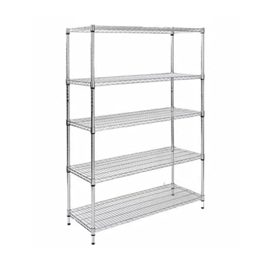 Verstellbares Metallregal mit 4 Ebenen, Edelstahl-Standregal, 3 Ablagen Drahtnizer, Schwerlast-Aufbewahrungsregal (120 x 45 x 120 cm) für Zuhause & Büro von Generisch
