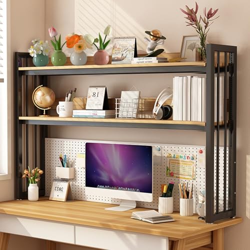 Verstellbares Schreibtisch-Bücherregal – 2-stöckiges Schreibtischregal für Bürobedarf und Zubehör, ideal für Computertisch und Bücherregal von Generisch