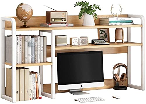 Verstellbares Schreibtisch-Bücherregal – 2-stöckiges großes Ausstellungsregal für Büroaufbewahrung, montiertes Bücherregal, Ständer über Monitor von Generisch
