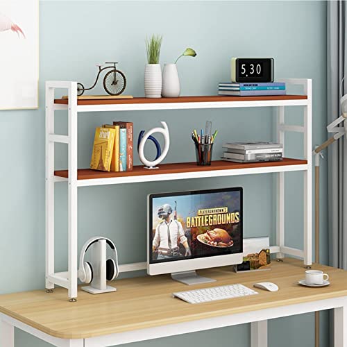 Verstellbares Schreibtisch-Bücherregal mit 2 Etagen, Weiß und Eiche, Mehrzweck-Bücherregal für Zuhause und Büro, 115 x 25 cm, Arbeitsplattenregal Verstellbares Schreibtisch-Bücherregal mit 2 Etagen, Weiß und Eiche, Mehrzweck-Bücherregal für Zuhause und Büro, 115 x 25 cm, Arbeitsplattenregal von Generisch