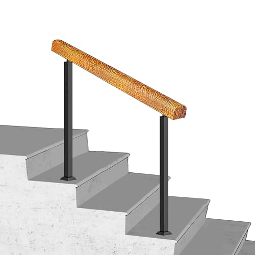 Verstellbares Treppengeländer aus Holz für den Außenbereich, 3–4 Stufen, 109,2 cm Höhe, Treppengeländer für Veranda, Übergang innen und außen, il Lattenrost für sichere Stufen Verstellbares Treppengeländer aus Holz für den Außenbereich, 3–4 Stufen, 109,2 cm Höhe, Treppengeländer für Veranda, Übergang innen und außen, il Lattenrost für sichere Stufen von Generisch
