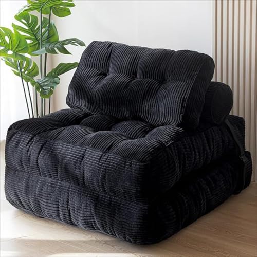 Verstellbares faltbares Schlafsofa – Tragbarer getufteter Schlafsessel, schaumgefüllt, ausziehbar für Wohnzimmer & Schlafzimmer, vielseitiges Loungesofa in Grau & Schwarz von Generisch