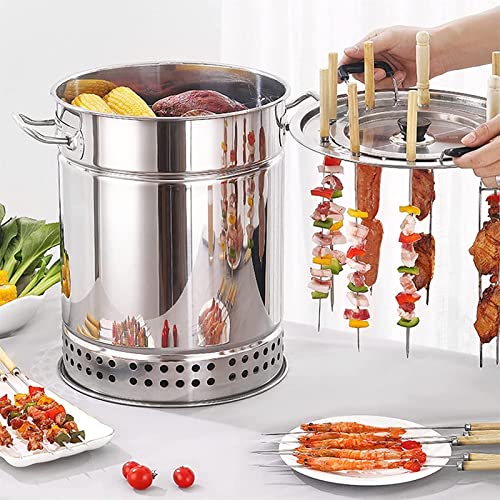Vertikaler hängender Herd Smoker Holzkohlegrill - Tragbarer Rollkorb für Outdoor Barbecue Kochen von Generisch