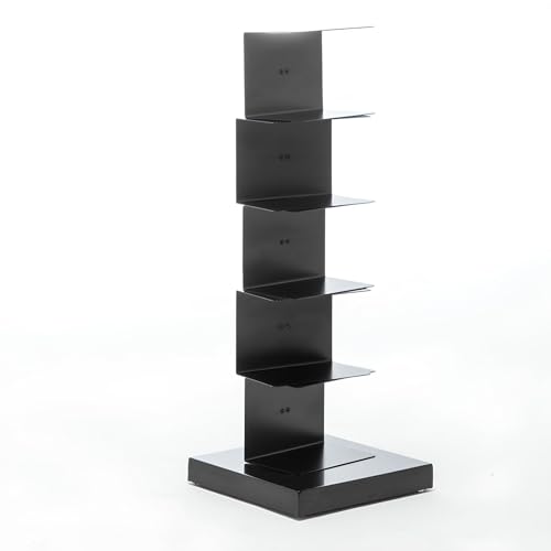 Vertikales Bücherregal, 69 Ebenen, unsichtbares Regal, kreatives Eckregal für kleine Räume, Zuhause, Büro, Bücherturm (groß, schwarz), platzsparendes Design von Generisch