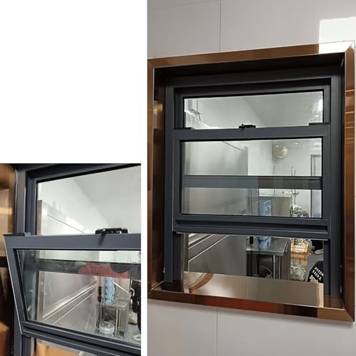 Vertikales Schiebefenster mit sicherem Schloss, Aluminiumrahmen aus gehärtetem Glas für erhöhte Sicherheit, ideal für gewerbliche Räume im Innen- und Außenbereich von Generisch
