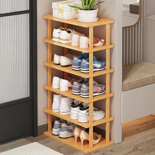 Vertikales Schuhregal aus Holz für kleine Räume, platzsparende Aufbewahrung, hoher, schlanker Schuhturm für Eingang, Ecke, Garage, Schlafzimmer Vertikales Schuhregal aus Holz für kleine Räume, platzsparende Aufbewahrung, hoher, schlanker Schuhturm für Eingang, Ecke, Garage, Schlafzimmer von Generisch