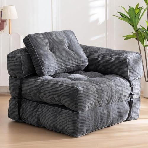 Verwandelbares Futon-Sofa, faltbarer Schlafsessel mit abnehmbaren Armlehnen, bequeme Matratze und Rückenstützkissen, platzsparendes Schlafsofa Verwandelbares Futon-Sofa, faltbarer Schlafsessel mit abnehmbaren Armlehnen, bequeme Matratze und Rückenstützkissen, platzsparendes Schlafsofa von Generisch