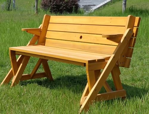 Verwandelbares Gartentisch und Stühle-Set für den Außenbereich, faltbare Terrassenbank und Zweisitzer, perfekt für Rasen, Hof, Park oder Terrasse, Entspannung von Generisch