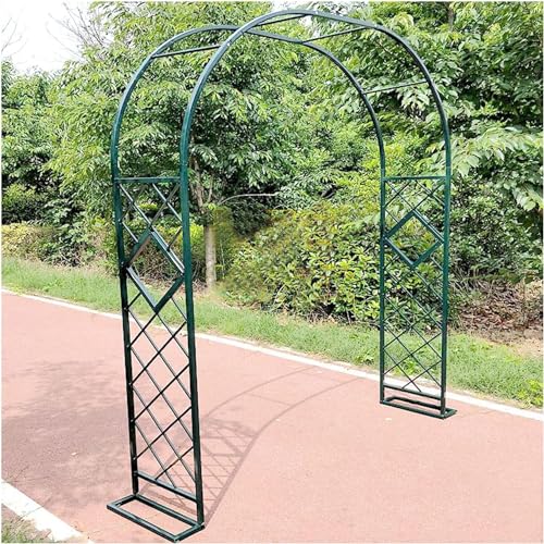 Verzinkter robuster Gartenbogen, stabiles Metallspalier für Kletterpflanzen und Rosen, freistehendes Design (B 140 x H 230 cm, Grün), perfekt für Outdoor-Dekoration von Generisch