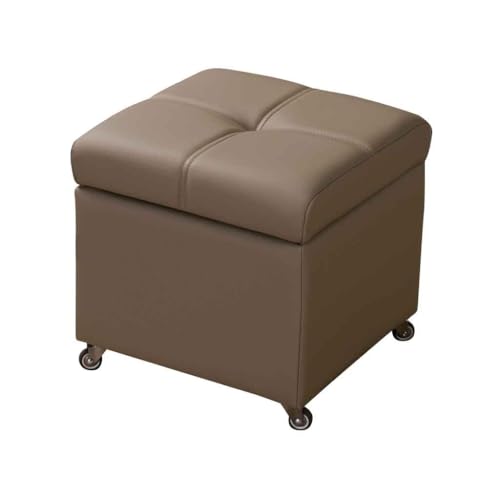 Vielseitiger Polsterhocker mit Stauraum, Lederhocker auf Rollen, ideal für kleine Schuhbank für den Eingangsbereich, 40 cm, Khaki-Grau Vielseitiger Polsterhocker mit Stauraum, Lederhocker auf Rollen, ideal für kleine Schuhbank für den Eingangsbereich, 40 cm, Khaki-Grau von Generisch