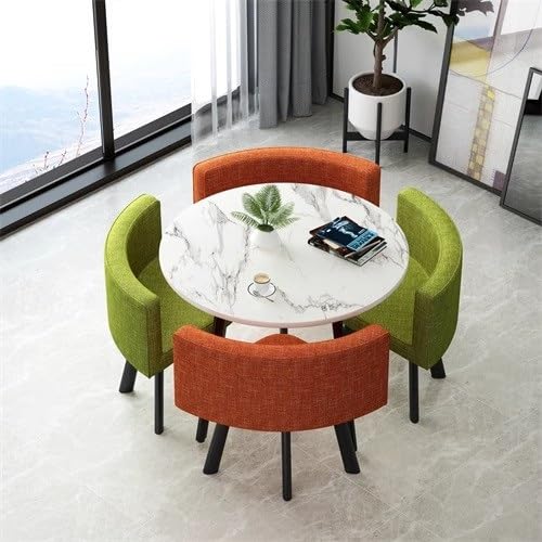 Vielseitiges, rundes Esstisch- und Stuhl-Set – kleiner Couchtisch-Kombination, stilvolles Design in Weiß und Orange-Grün, für Geschäftsverhandlungen und Essbereiche Vielseitiges, rundes Esstisch- und Stuhl-Set – kleiner Couchtisch-Kombination, stilvolles Design in Weiß und Orange-Grün, für Geschäftsverhandlungen und Essbereiche von Generisch