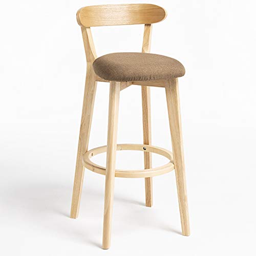 Vintage Barhocker aus Holz mit gepolsterter Sitzfläche, Beine aus Eiche, bequemer Thekenhocker mit Rückenlehne & Fußstütze, stilvolle Küchen-Barstühle in Grau/Blau von Generisch