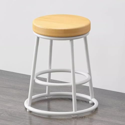 Vintage Barhocker aus Massivholz, Thekenhöhe, industrielle Esszimmer-Barhocker mit Fußstütze für Kücheninsel, 55 cm, weißes Holz-Finish Vintage Barhocker aus Massivholz, Thekenhöhe, industrielle Esszimmer-Barhocker mit Fußstütze für Kücheninsel, 55 cm, weißes Holz-Finish von Generisch