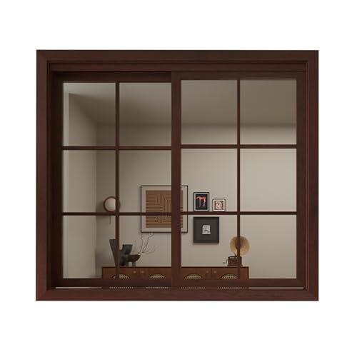 Vintage Barnwood Fensterrahmen mit gehärtetem Glas, rustikale Bauernhaus-Dekoration, langlebiger Metallgriff für den Innen- und Außenbereich von Generisch