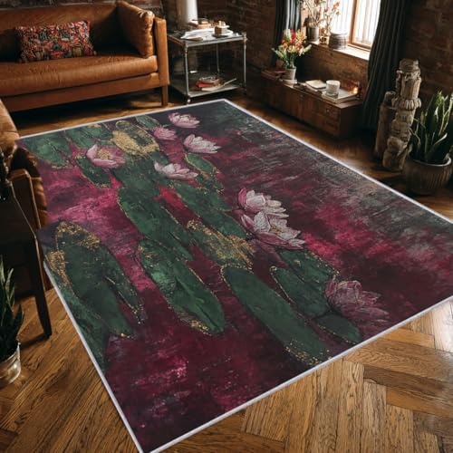 Vintage Blumen Teppich Groß Wohnzimmer 200x300 Waschbar Mit Muster Impressionism Floral Blätter Teppiche Gegend Schlafzimmer Deko & Wohnaccessoires, Kurzflor Teppich Weich rutschfest, FD2992 Vintage Blumen Teppich Groß Wohnzimmer 200x300 Waschbar Mit Muster Impressionism Floral Blätter Teppiche Gegend Schlafzimmer Deko & Wohnaccessoires, Kurzflor Teppich Weich rutschfest, FD2992 von Generisch